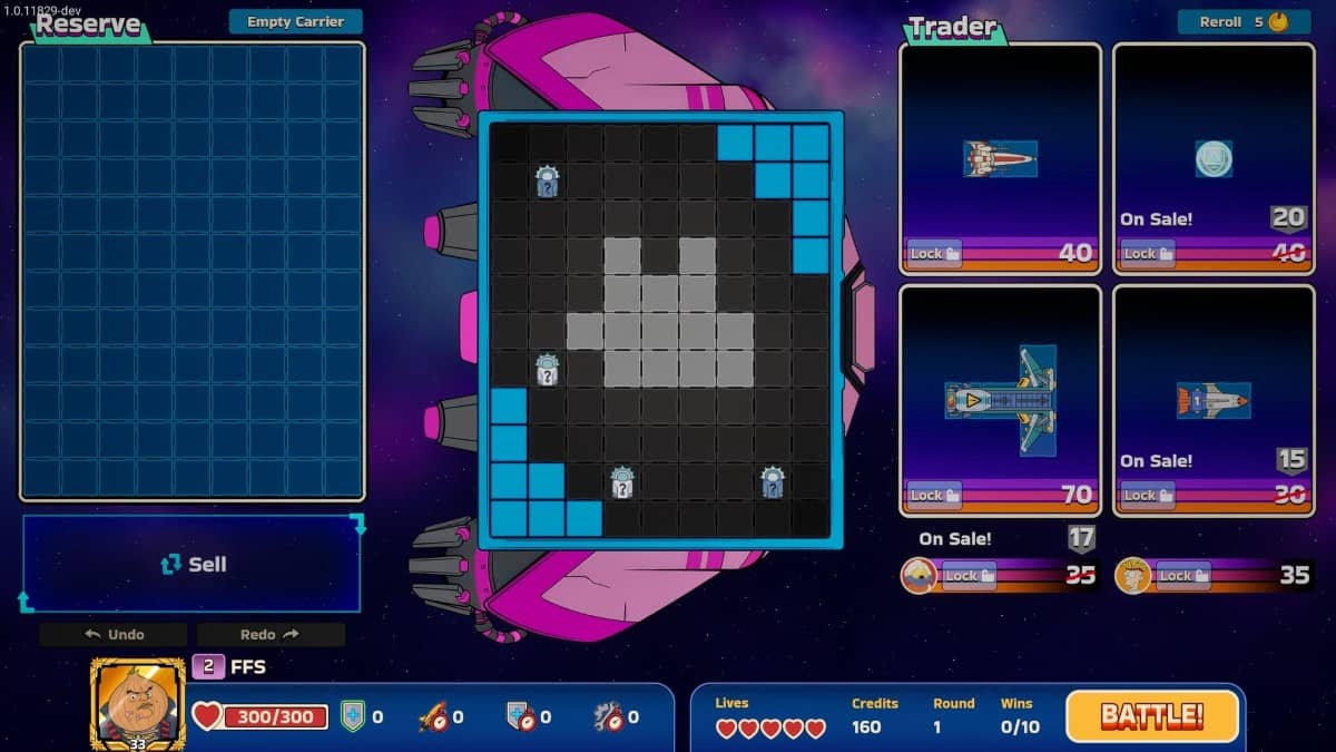 Konfronto empty ship showing grid layout strategy designed for Gert Lush Gaming.
