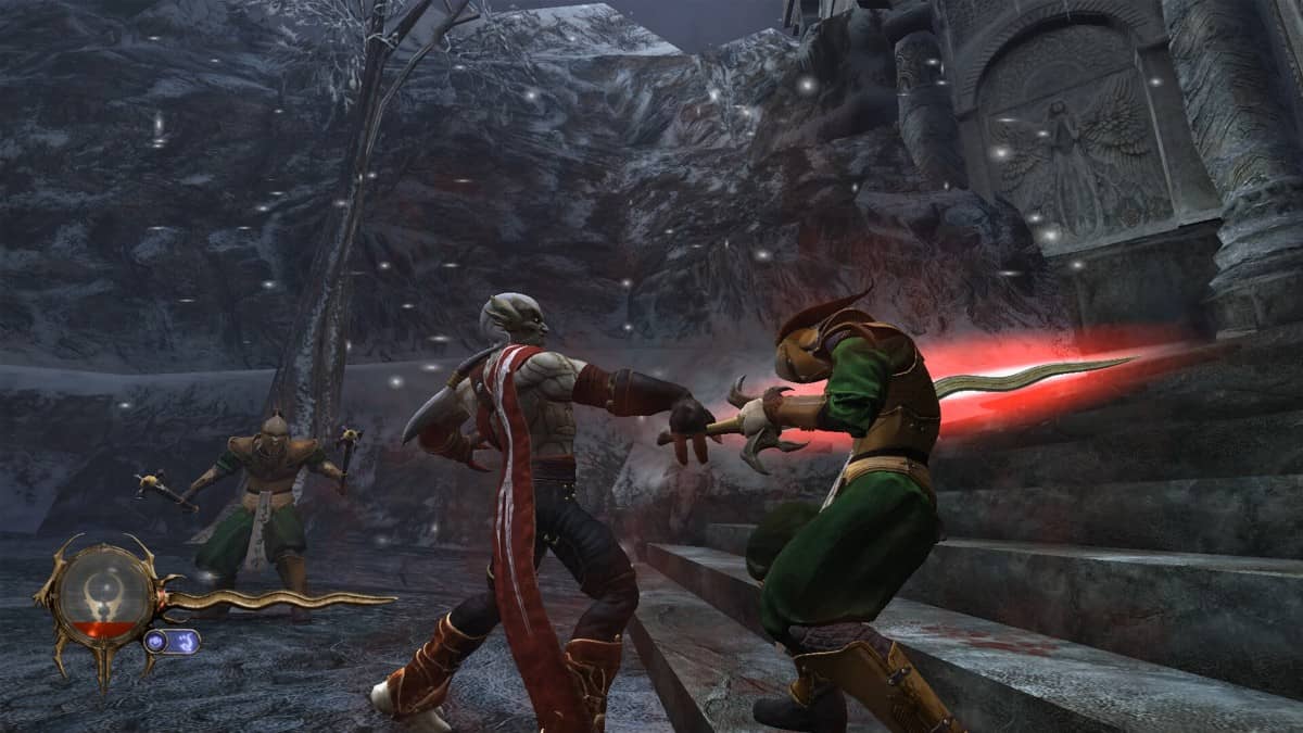Kain wields the Reaver in a snowy clash in Legacy of Kain: Defiance Remastered for Gert Lush Gaming.