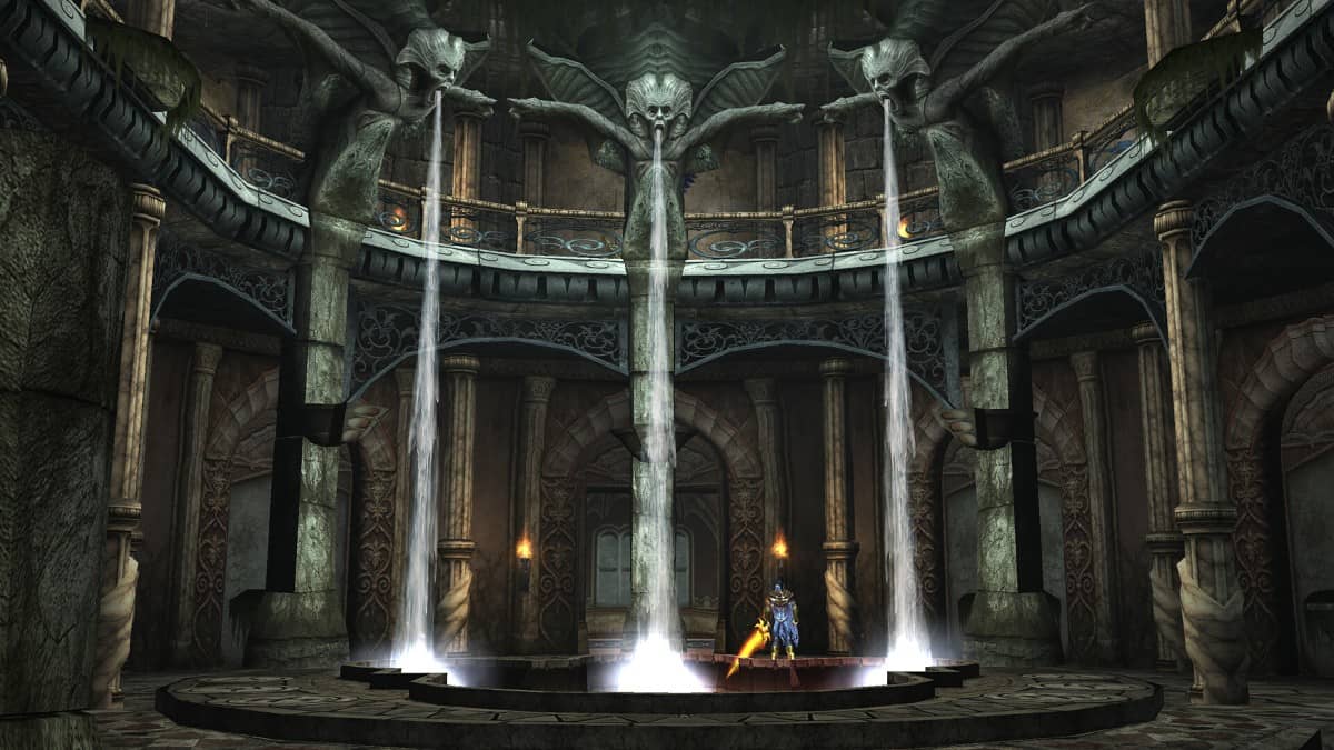 Raziel explores a grand gothic hall in Legacy of Kain: Defiance Remastered for Gert Lush Gaming.