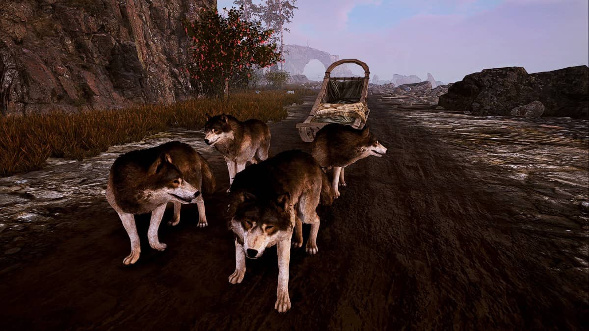 A team of sled dogs prepares for a high-speed journey across the frozen wilds of Alaska Gold Fever for Gert Lush Gaming.