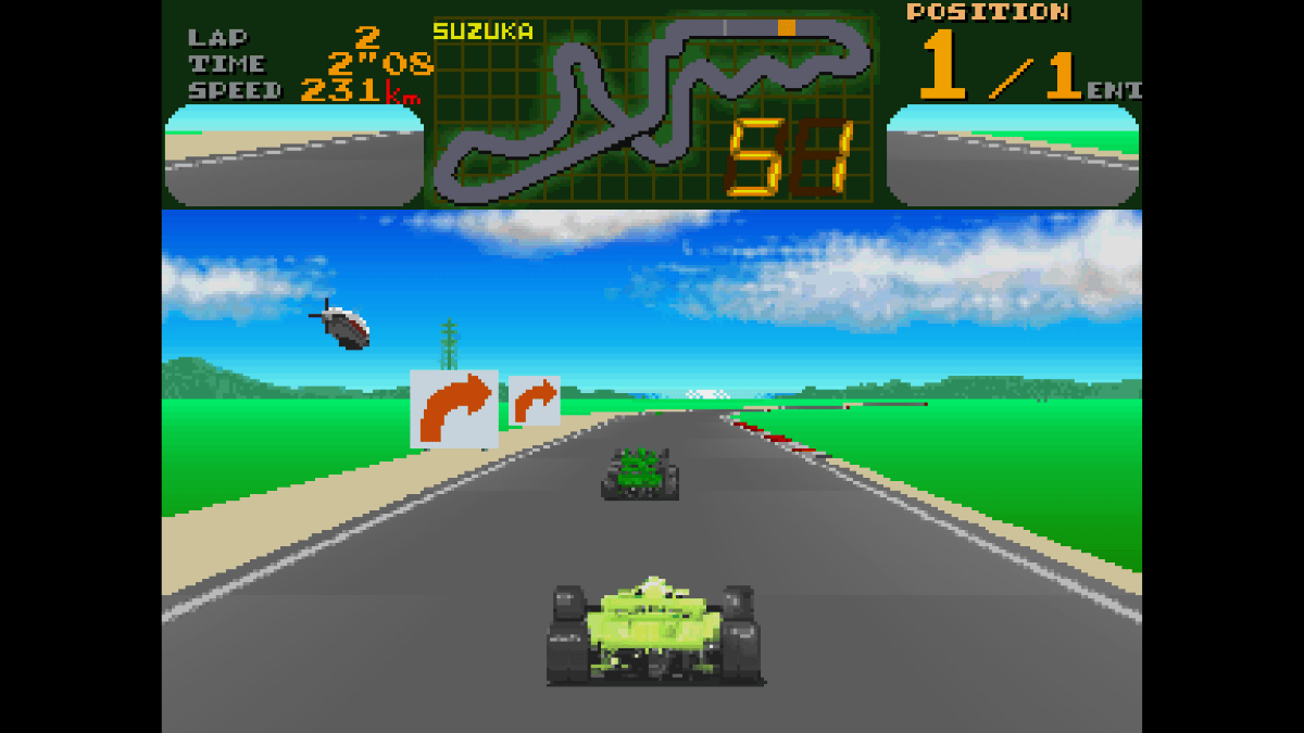 Gert Lush Gaming races down Suzuka’s straight in Arcade Archives Final Lap with no rivals in sight.