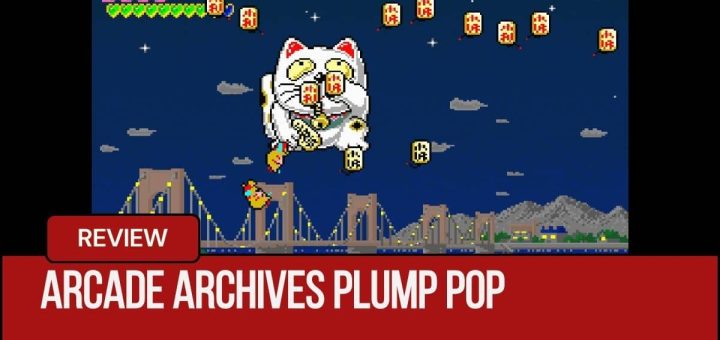 Arcade Archives PLUMP POP action scene with giant cat dropping tiles, captured for Gert Lush Gaming.