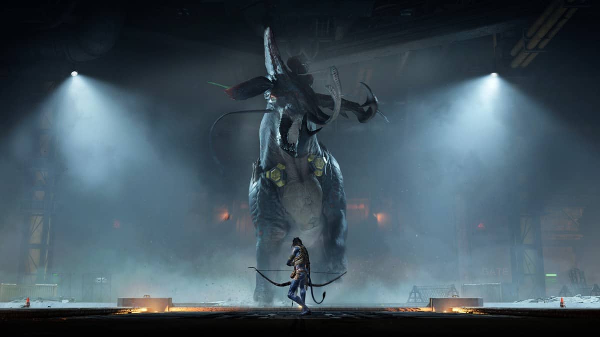 Gert Lush Gaming observes Solek facing a tech-controlled beast inside an RDA warehouse prison.