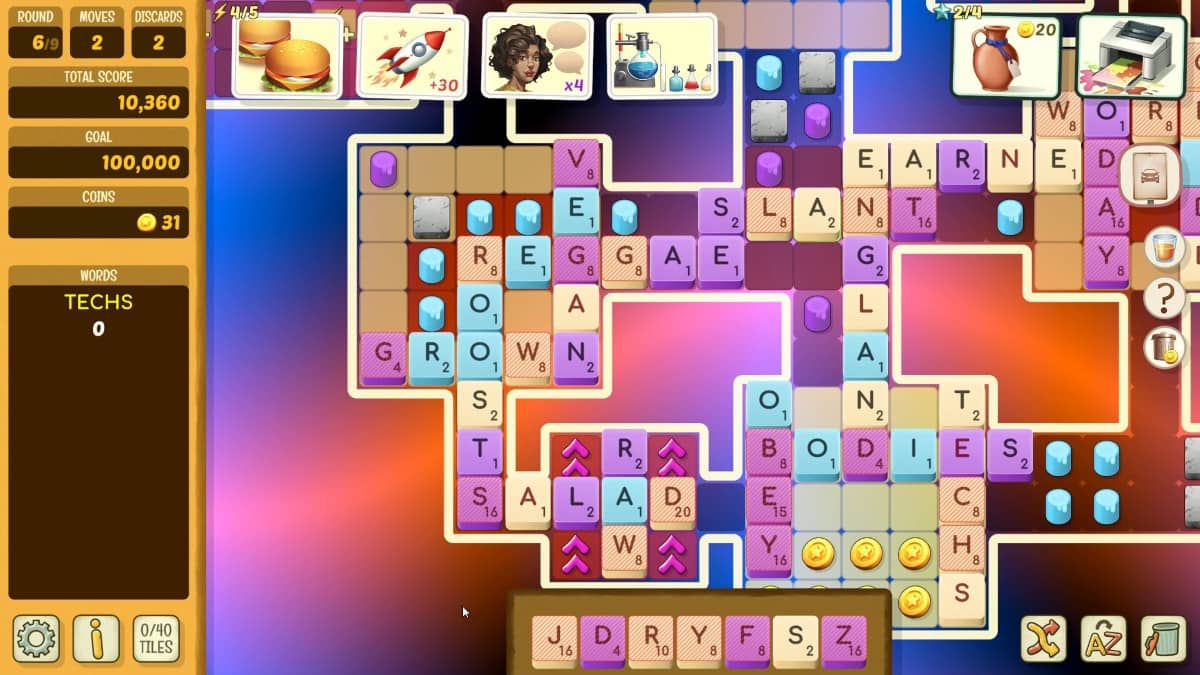 Gert Lush Gaming highlights the massive scale of a Beyond Words board after spelling the word TECHS.