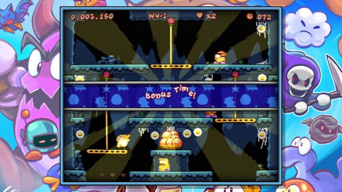 A vibrant bonus time banner flashes across the screen during a Gert Lush Gaming session of Go! Go! Mister Chickums.