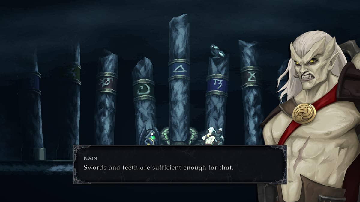 Kain's detailed character portrait and dialogue text appear during a Legacy of Kain: Ascendance scene by Gert Lush Gaming.