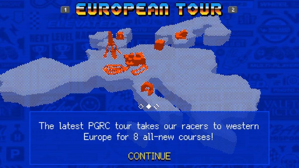 The European tour track map for Parking Garage Rally Circuit displayed on the Gert Lush Gaming site.