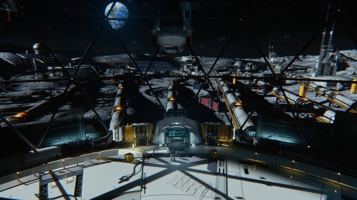 A space station desk overlooks a stunning planetary surface in Pragmata at Gert Lush Gaming.