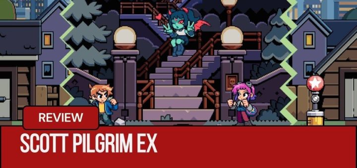 Scott Pilgrim EX shows Scott chatting with a devilish girl as worlds collide in vertical splits for Gert Lush Gaming.