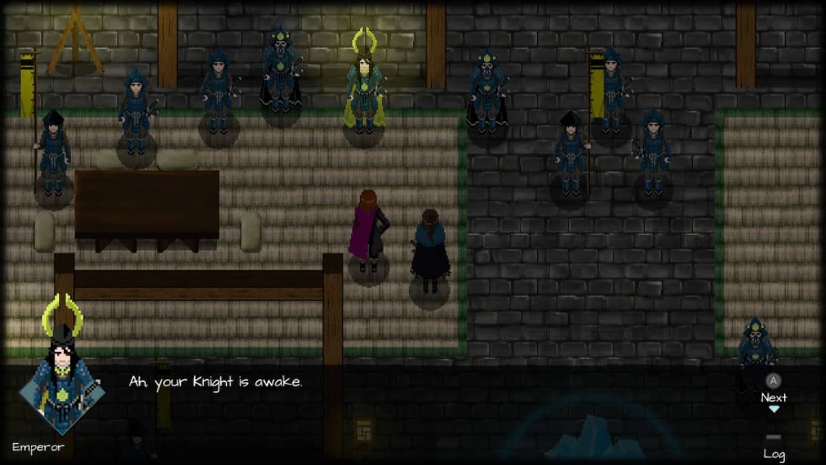 Characters address the council and guards in the Skautfold: Moonless Knight throne room via Gert Lush Gaming.
