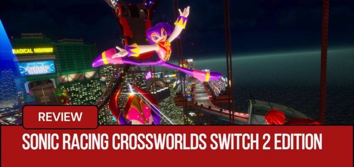Gert Lush Gaming showcases Nights dancing above his airborne car over a red bridge in Sonic Racing CrossWorlds.