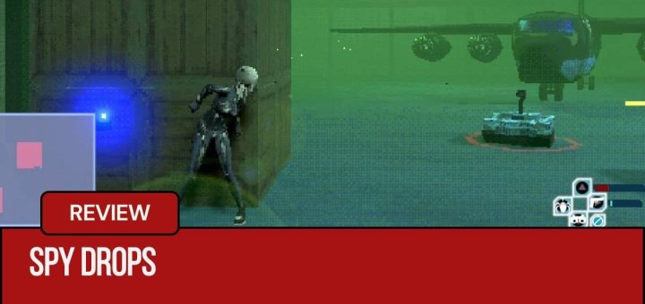 A Spy Drops player peeks from behind a cargo crate at a patrolling tank drone and fighter plane for Gert Lush Gaming.