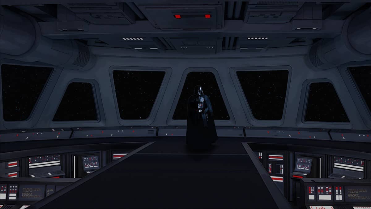 Darth Vader paces the deck after surveying the battlefield in STAR WARS: Dark Forces Remaster by Gert Lush Gaming.