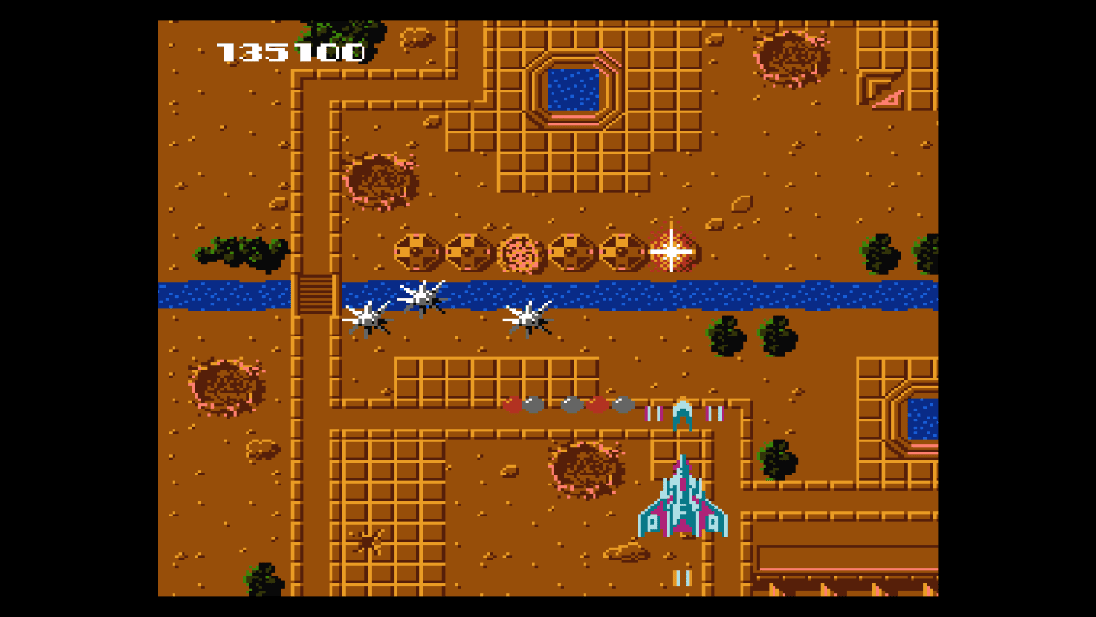 Gert Lush Gaming shows terra cresta’s ship sweeping over a desert stage as the player scans for threats.