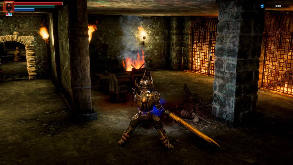 The Bearer & The Last Flame shows the player exploring castle depths lined with cells and a massive treasure chest for Gert Lush Gaming.