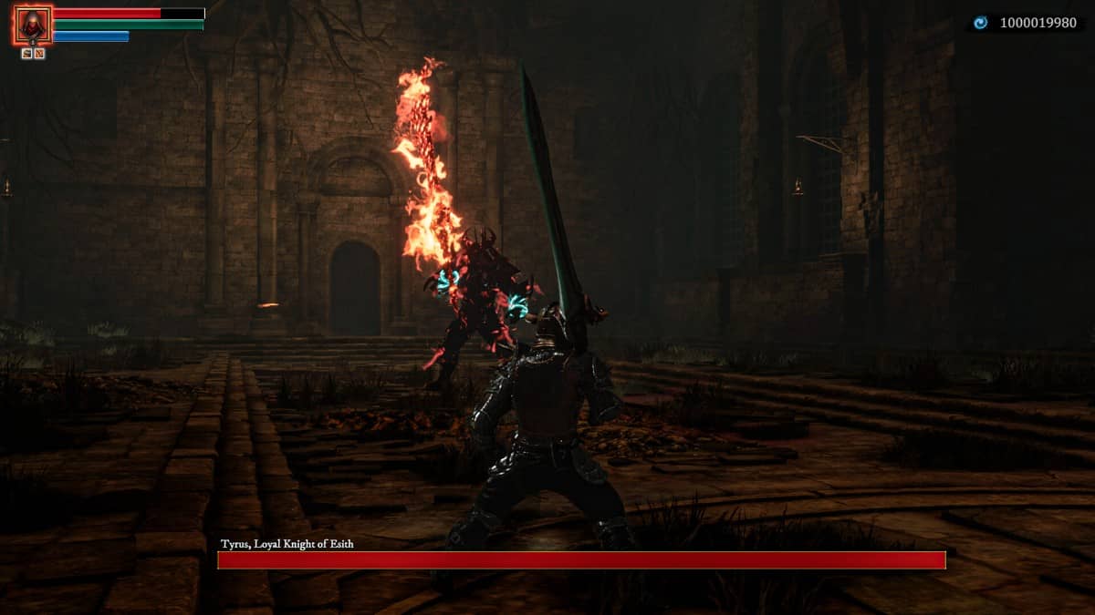 The Bearer & The Last Flame shows the player battling Tyrus in a chaotic, high‑energy clash for Gert Lush Gaming.