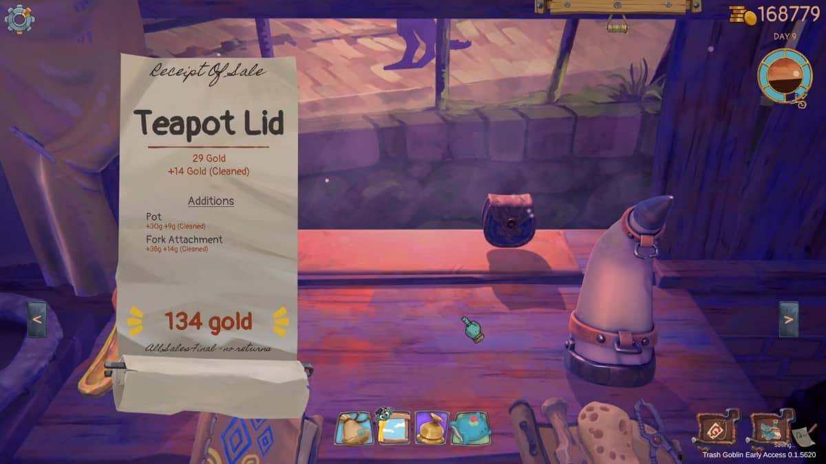 Gert Lush Gaming shows a sold item in Trash Goblin with its price and appraisal details displayed.