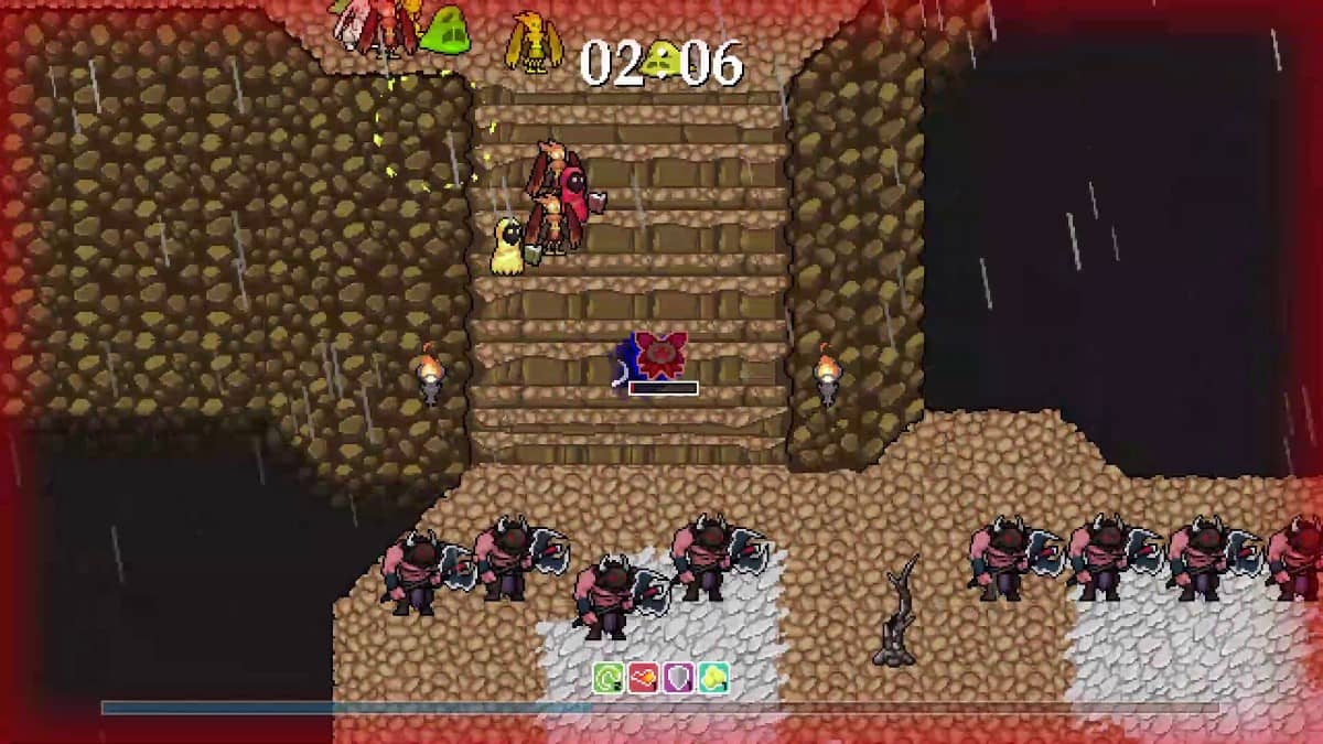 Gert Lush Gaming faces massive minions across a fiery hellscape in this Whispike Survivors level.