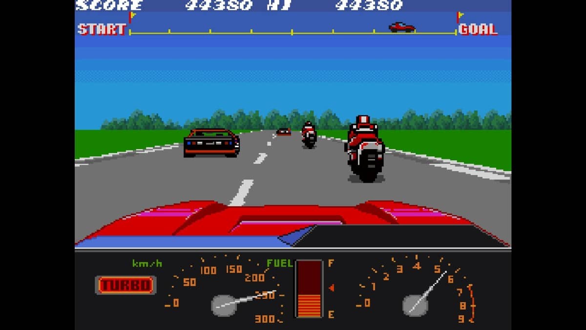 Gert Lush Gaming races past opponents across the lush green fields of Arcade Archives KONAMI GT.
