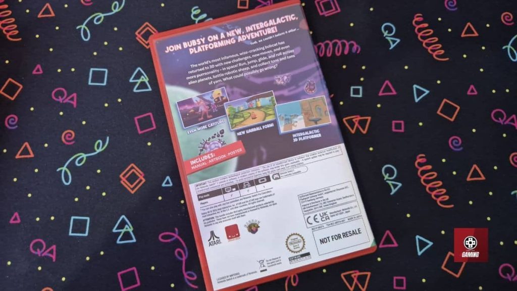 The back of the Bubsy 4D Pawsome Edition box showcasing screenshots for the Gert Lush Gaming review.
