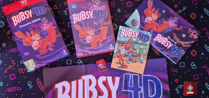 The Bubsy 4D Pawsome Edition physical contents on display for the Gert Lush Gaming review.