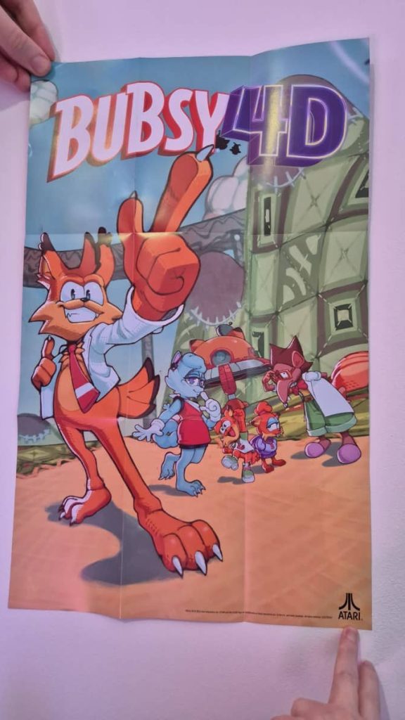 The reverse side of the A3 poster features a classic Bubsy pose for the Gert Lush Gaming review.