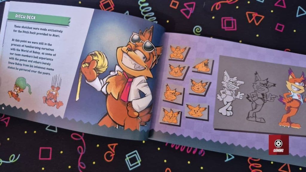 The Bubsy 4D artbook reveals the original pitch deck sketches and character poses for Gert Lush Gaming.