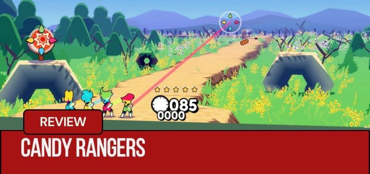 Candy Rangers four characters walk a path in the green sunny hills on a new Gert Lush Gaming adventure.