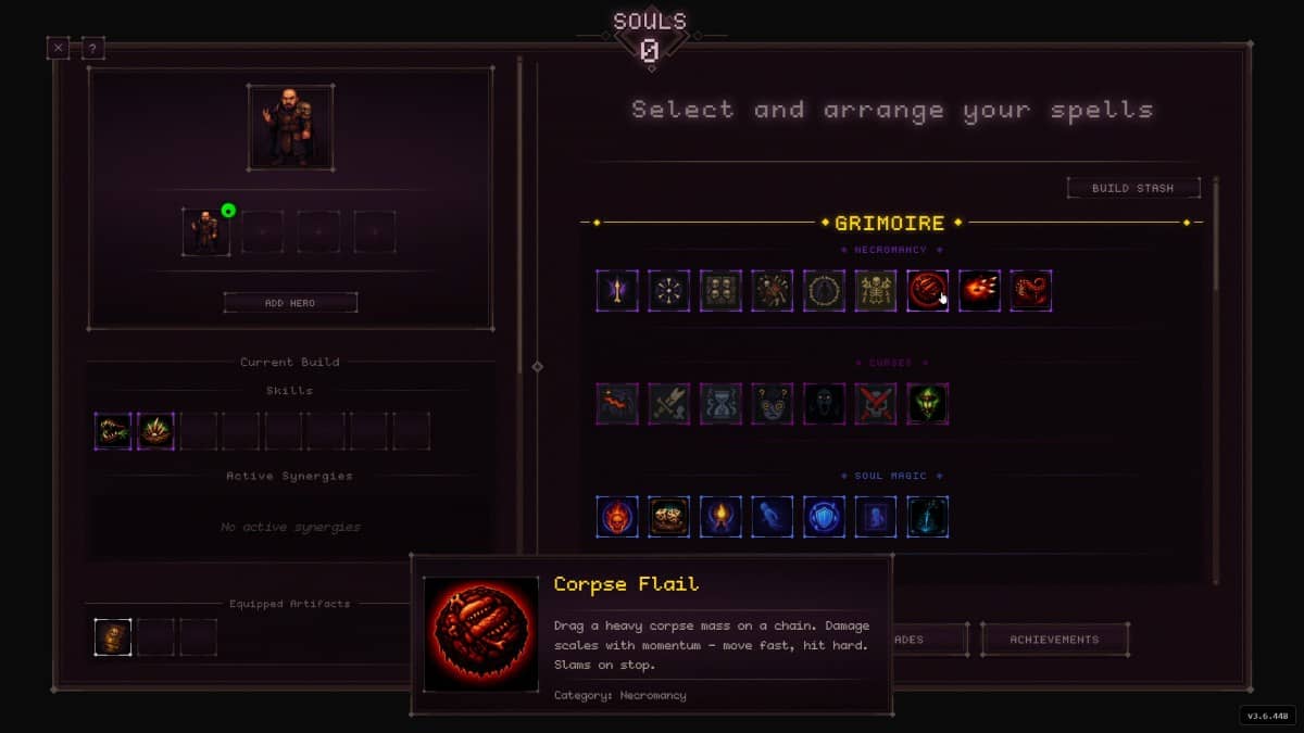 Players pick characters and arrange ability slots on the pre-run setup screen in Codex Mortis for Gert Lush Gaming.