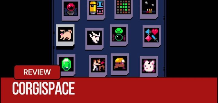 The CorgiSpace game select screen on Gert Lush Gaming displays several pixel art cartridges.