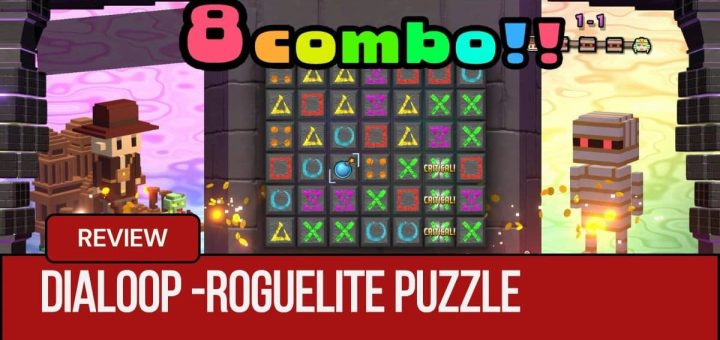 The adventurer triggers an 8x combo on the Dialoop puzzle grid for Gert Lush Gaming.