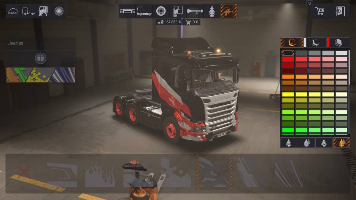 The Heavy Cargo - The Truck Simulator customization menu shows Gert Lush Gaming modifying a heavy-duty rig.
