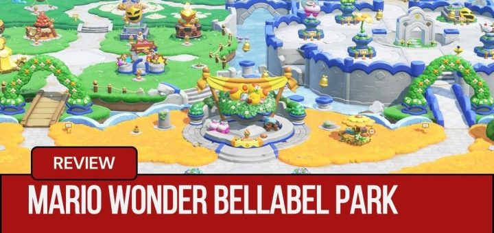 Gert Lush Gaming presents an aerial view of the vibrant, action-packed Bellabell Park in Mario Wonder.