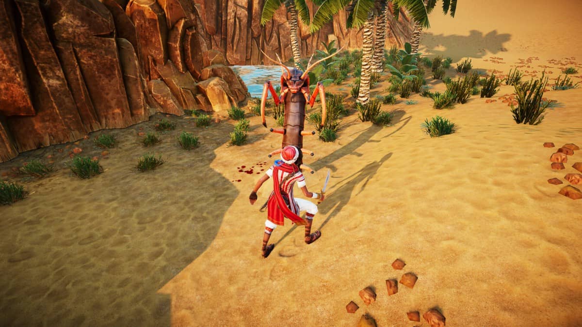 Gert Lush Gaming captures Nadira battling a massive sand centipede in the dunes of Mirage 7.