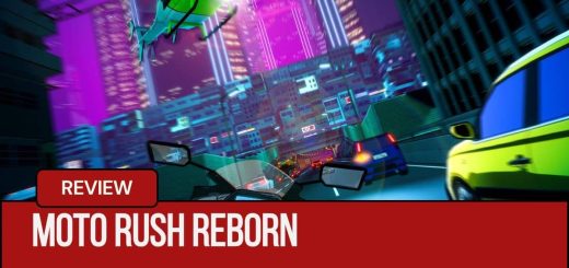 A police helicopter hovers over a downtown street filled with cars in this Moto Rush Reborn scene.