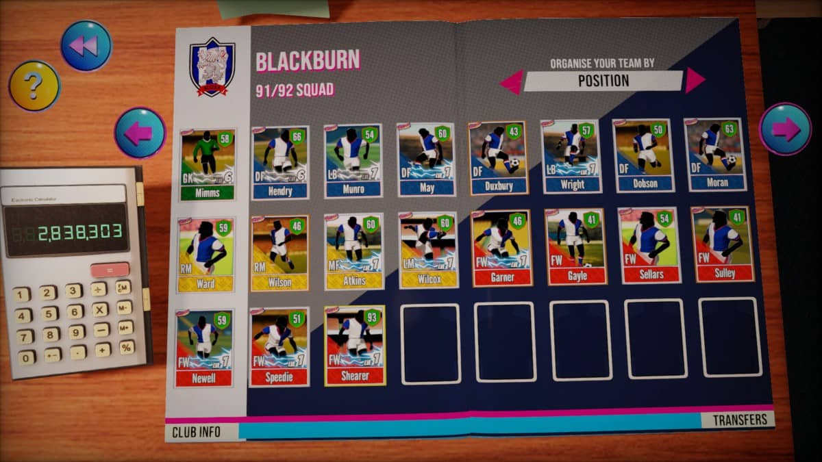 A close-up of the Blackburn team page within the Nutmeg sticker album by Gert Lush Gaming.