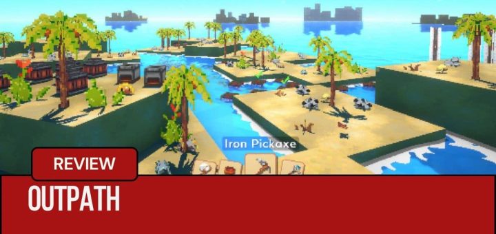 Outpath features pixel islands forming under bright blue skies on Gert Lush Gaming.