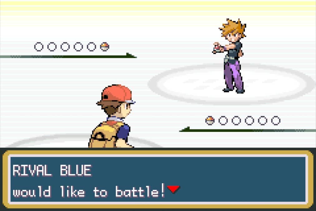 Ash engages in a classic turn-based battle against a wild Pokémon in Pokémon Fire Red by Gert Lush Gaming.