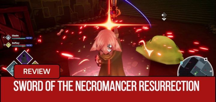 A close-up view shows glowing red runes on the sword within Sword of the Necromancer: Resurrection, as seen by Gert Lush Gaming.