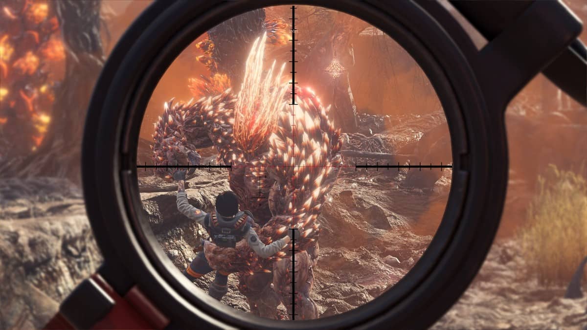 A sniper scope view in Toxic Commando shows a huge zombie grabbing a teammate, via Gert Lush Gaming.