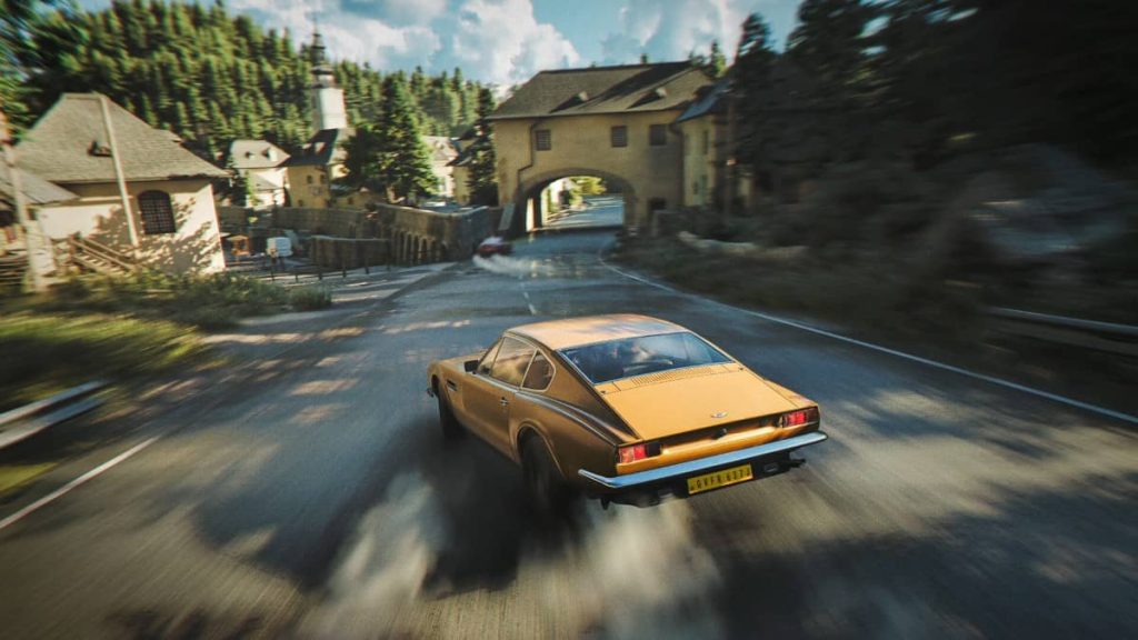 Bond drifts his car at high speed through a mountain chase in 007 First Light by Gert Lush Gaming.