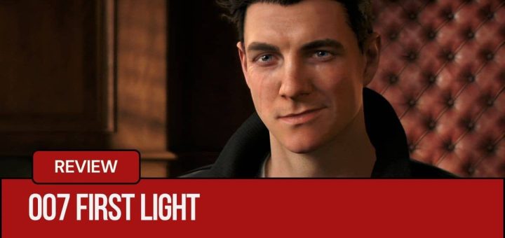 James Bond stares intensely in an up-close character portrait from the Gert Lush Gaming review of 007 First Light.