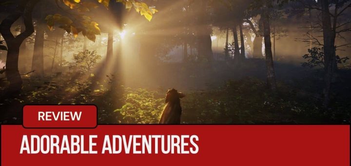 A pig sits on a log under a bright sun beam in Adorable Adventures by Gert Lush Gaming.