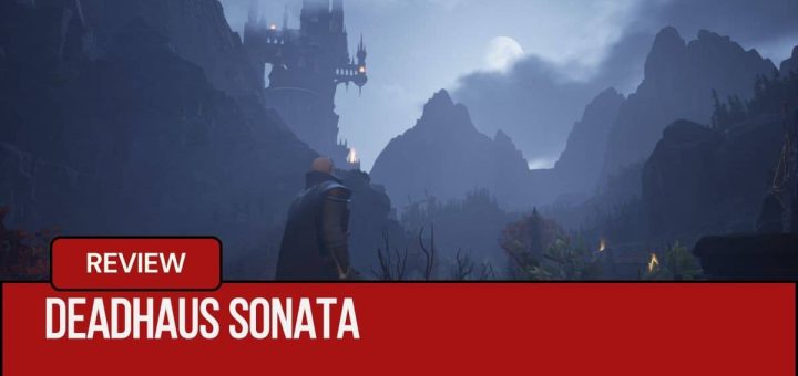 A lone warrior views the looming gothic castle in a foggy Deadhaus Sonata scene from Gert Lush Gaming.
