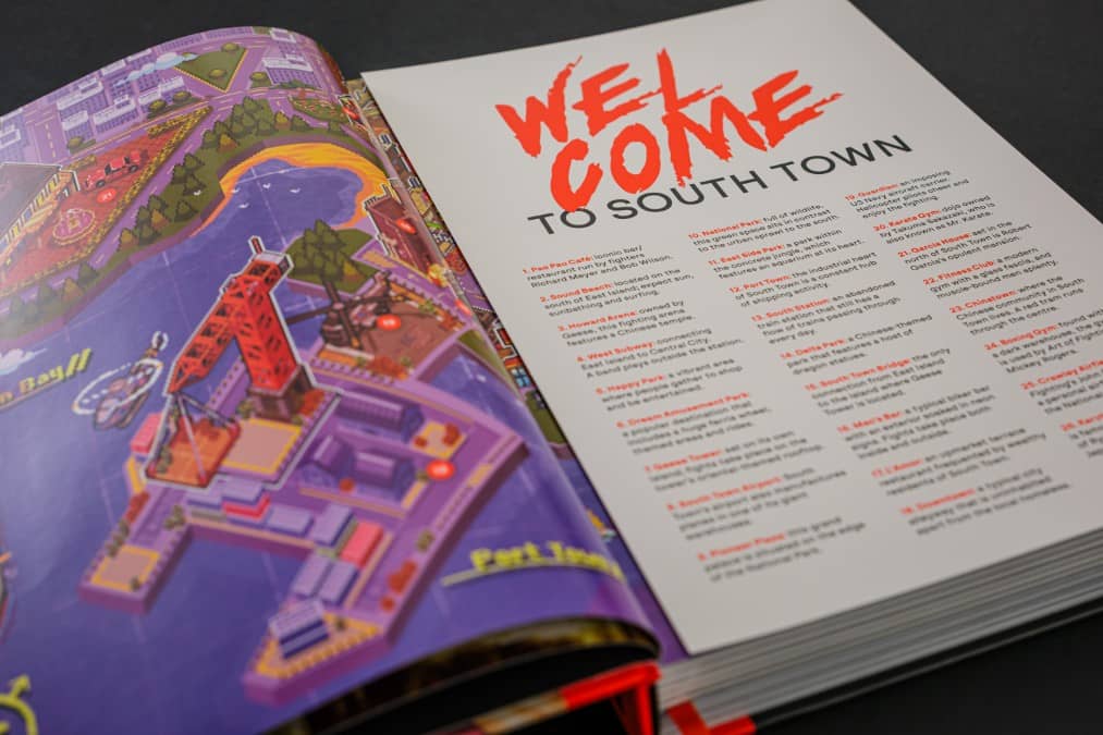 An open page reading Welcome to South Town from Fatal Fury Garou Densetsu The Ultimate History via Gert Lush Gaming.