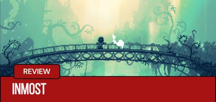 The main character rests against a peaceful bridge railing in Inmost on Gert Lush Gaming.