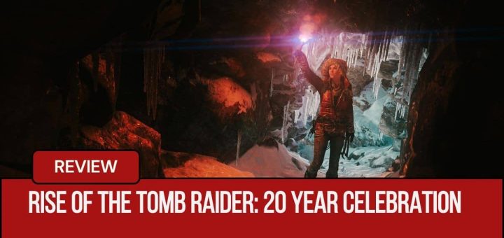 Lara Croft lights up a frozen ice cave entrance in Rise of the Tomb Raider on Gert Lush Gaming.