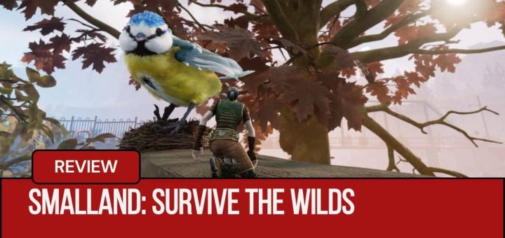 A player comes face to face with a massive shocked bird on a tree branch in Smalland Survive the Wilds by Gert Lush Gaming.
