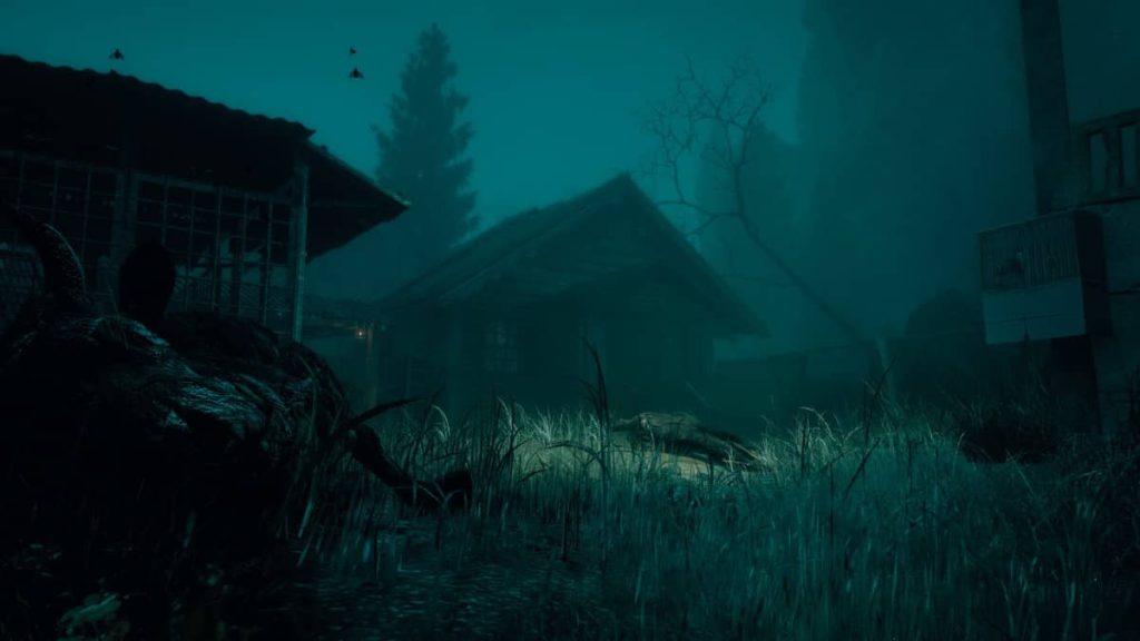 An uneasy and dark atmosphere surrounds an abandoned old house and outhouse in The Occultist from Gert Lush Gaming.