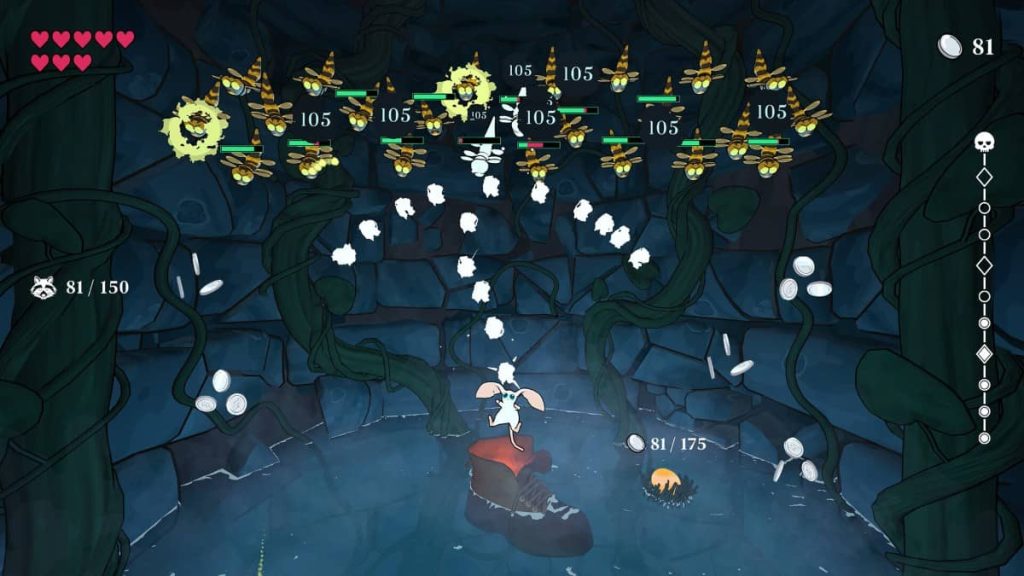 A screen packed with enemies showcases the frantic gameplay of Well Keeper on Gert Lush Gaming.